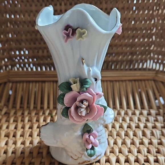 Vintage Sophia Ann Sitco Vase Floral Bird Vase Coquette - Picture 1 of 14